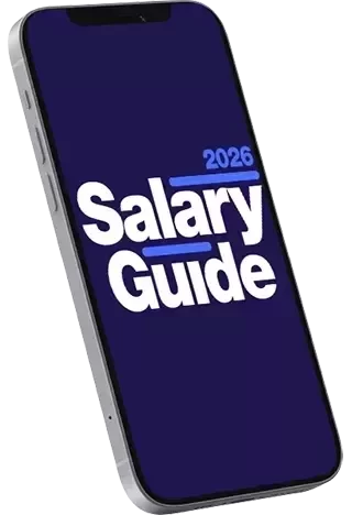 Salary guide promotional phone screen.