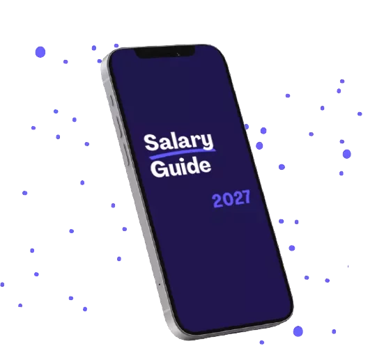 Salary guide promotional phone screen.